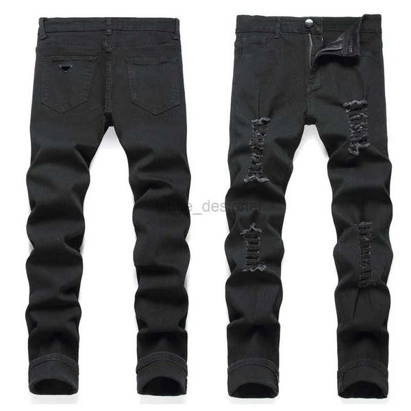 Jeans de grife para homens jeans masculinos jeans puro preto slim fit pés