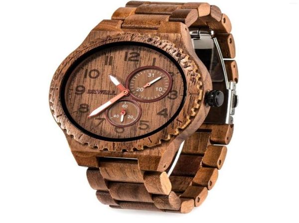 Armbanduhren bewachsen hölzern Uhr Männer Quarz Datum Casual Retro Reloj Hombre Leichte leuchtende Holzwächter für Relogio Maskulino5063533
