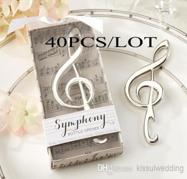 40pcslot Music Themeed Wedding Decoration Gift of Symphony Chrome Music Note Flaschenöffner Hochzeitsbevorzugungen für Brautduschen GIF5182145