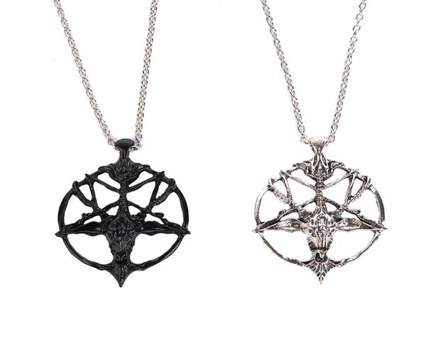 Fashion Pentagram Pan God Schädel Ziegenkopf Anhänger Kette Halskette Unisex Luck Legierung Retro Vintage Schmuck1336184