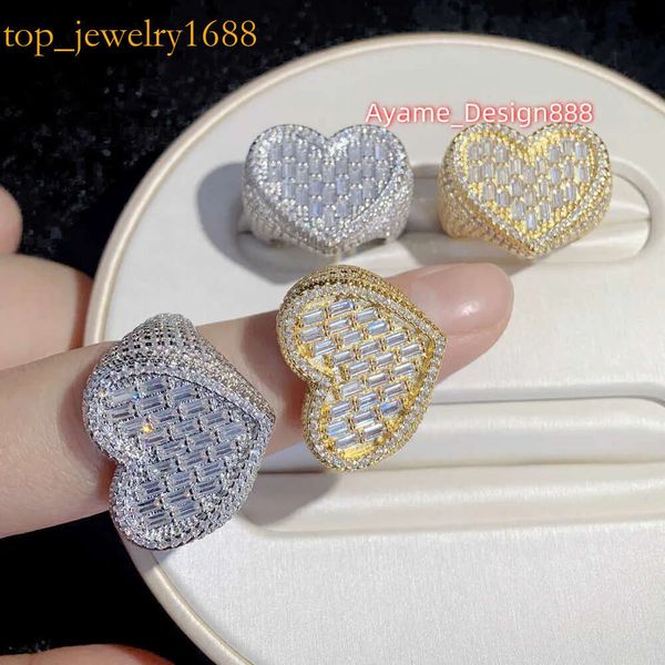 Vollte Diamanten Emerald geschnittene Moissanitsteine Herren Ring S siger Diamantringe Hip Hop Schmuck Schmuck