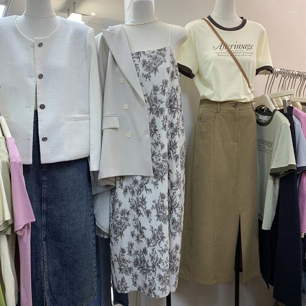 Lässige Kleider 2024 Korean Summer Office Dame passen alle passen Blumengurtkleid Einfacher sexy schlankes gerade Vestidos de Verano Mujer