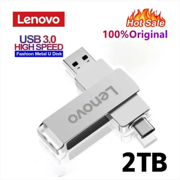 Adaptador Lenovo 2tb DISTRIMENTO USB FLASH 2 EM 1 PENÇA DE LAVÃO DISTRIMENTO 1TB U DISCO PARA iPhone Android OTG Pendrive USB Memory Stick para laptop PS4