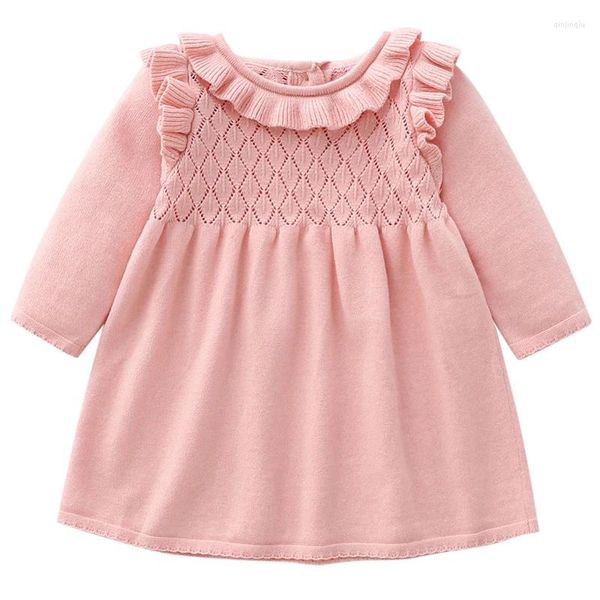 Abiti da ragazza Autunno inverno vestiti per ragazze vestiti coreani carini maglione a maglia magnttata calda per bambini rosa principessa abito per bambini abbigliamento bc1061