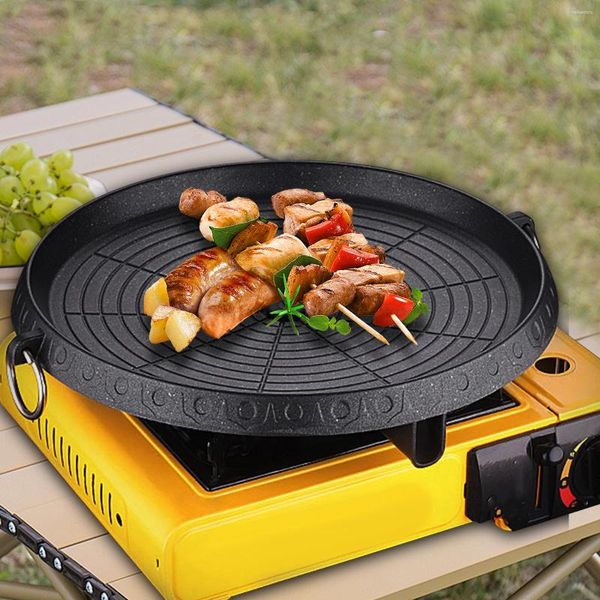 Pans Aluminium Korean Grillpfanne Nicht-Spick-Barbecue Tably BBQ Grill Braten für Küche Outdoor Travel Camping Kochwerkzeug