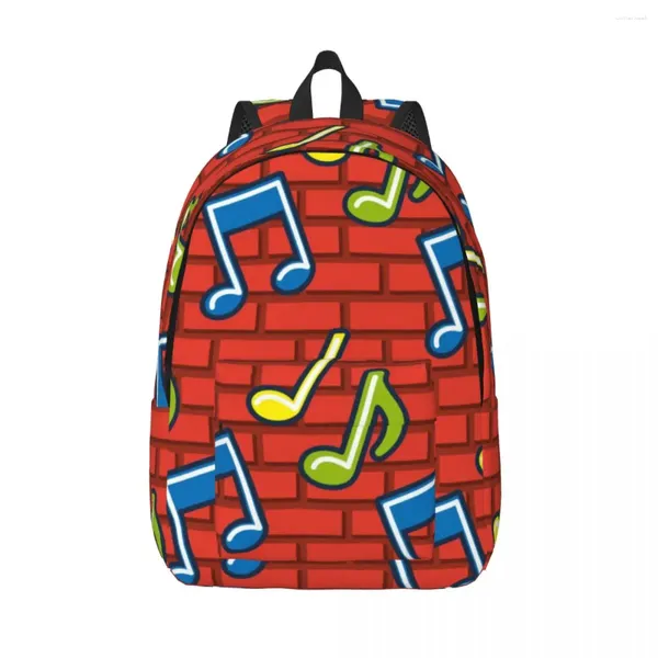Sırt çantası dizüstü bilgisayar benzersiz müzik notaları okul çantası dayanıklı öğrenci erkek kız seyahat