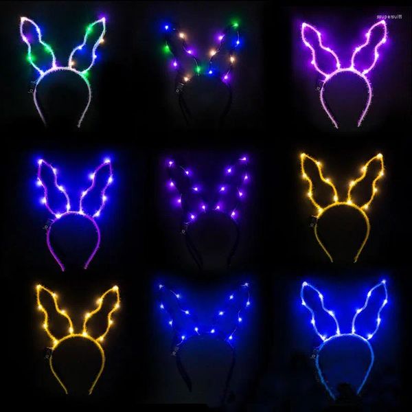 Decoração de festa 20 PCs Luzes brilhantes Horn Head Band Band Hair para Girl Gift Cosplay Birthday Rave Christmas Navidad