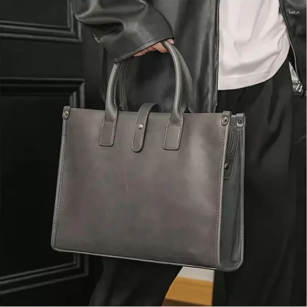 В портфезах мужская портфель сумки кожаные сумки для ноутбука Женщины iPad Computer для 2024