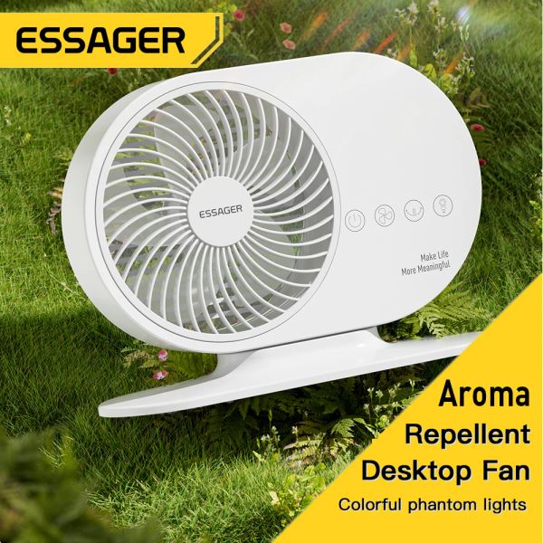 Gadgets Essager RGB Desk USB Fan Aromatherapy Fan 3Speed 4000Mah Fan di controllo vocale di raffreddamento silenzioso portatile per viaggi per ufficio