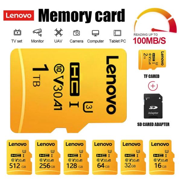 Adaptador Lenovo Memory Card 1TB 2TB CARTO DE HIGH SD CLASS10 MICRO TF/SD CARTA FLASH 16GB 32GB 64GB 128GB 256GB V30 PARA CELULO