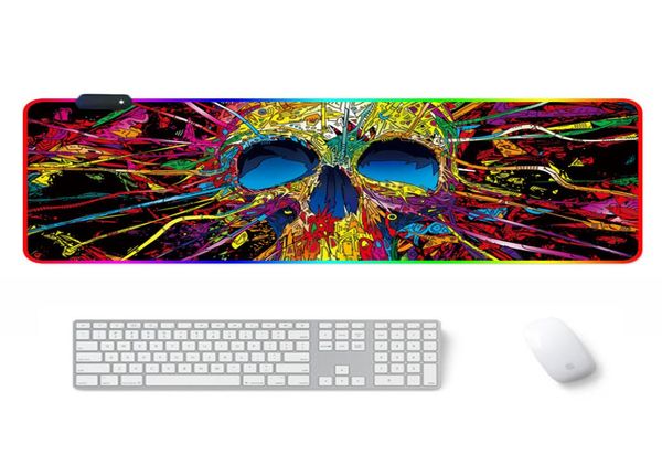 Imprimir rgb grande bloco de mouse para jogos 7 cores diferentes alterando a almofada de mouse de tamanho grande LED brilhante do teclado mousepad estendido MAT2654675