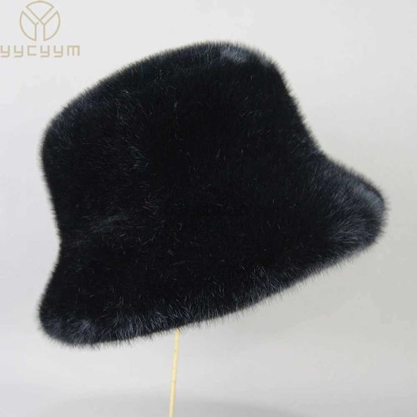 FKPW Berets falsche Nerzfell Bergen elegante Damen Winterkappen Neue Design Mode Künstliche Pelzhüte Strickte falsche Nerzfell Mützen Hut D24418