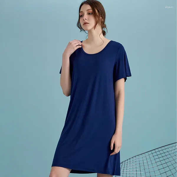 Abbigliamento per il sonno femminile Donne a maniche corta Minimalista rotonda rotonda modale notturna in camicia indossare intime abiti da notte di lingerie elastica casual sciolta