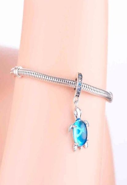 Fit Bracciale Europa originale 100 925 Sterling Sterling Strands di perline Murano Glass Turtle Dangle Charm High Quality Facile Gioielli fai -da -te1393234