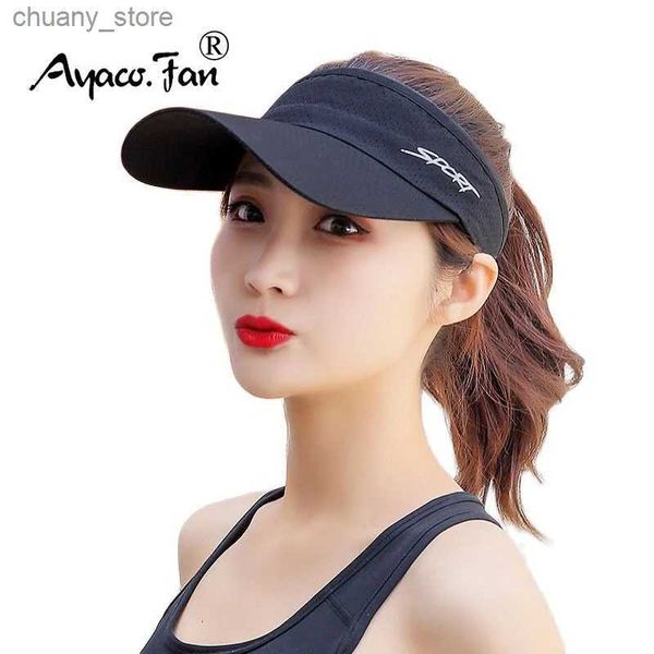 Visori Summer Women Air Sun Cappelli traspirati Visor rapido Visor UV Top Empty Solid Men Sports Tennis Golf Cancamento della crema solare Y240417