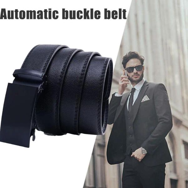 Cintos 124 cm Men Men Automatic Biftle Belt Black Slide Fácil de remover um presente de desgaste elegante para o namorado Gif R7U3