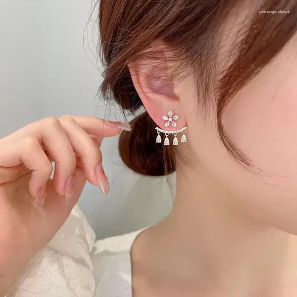 Hölzer Ohrringe Koreanische Ohren Fashion Schmuck Strass Nette Blume für Frauen Charme Pendientes Großhandel
