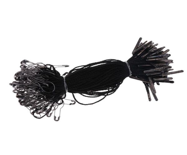 1000 PCs Black Hang Tag String com pino de segurança em forma de pêra preto 105cm bom para pendurar tags de vestuário6977512