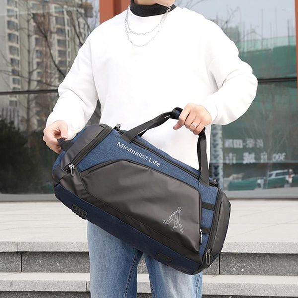 Açık çantalar naylon kuru ıslak ayırma büyük kapasiteli su geçirmez spor sırt çantası, ayakkabı bölmesi ile erkekler için aşınmaya dayanıklı