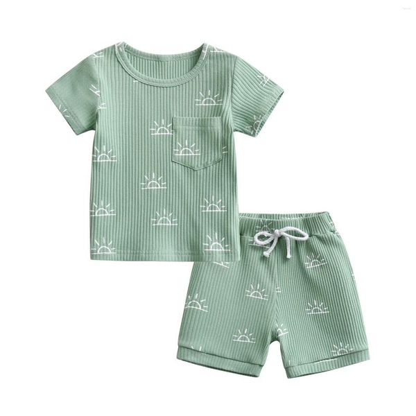 Set di abbigliamento da 2 pezzi per bambini per bambini abiti casual set top-shirt a manica corta e pantaloni outfit estivo per