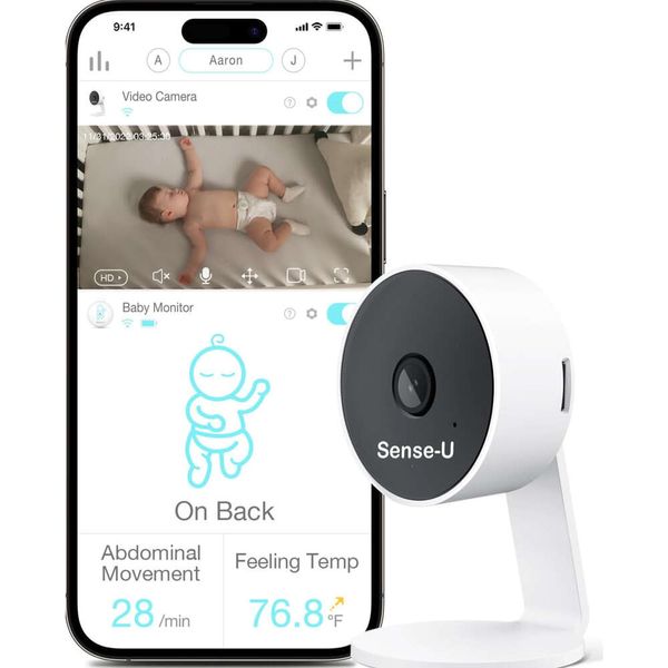 SenseUh DV видео -монитор камера Baby - FSAH, подходящее, фоновое аудио, ночное видение, 2 -й Way Talk, 1080p HD, обнаружение движения человека, без ежемесячной платы, совместимая с Smart
