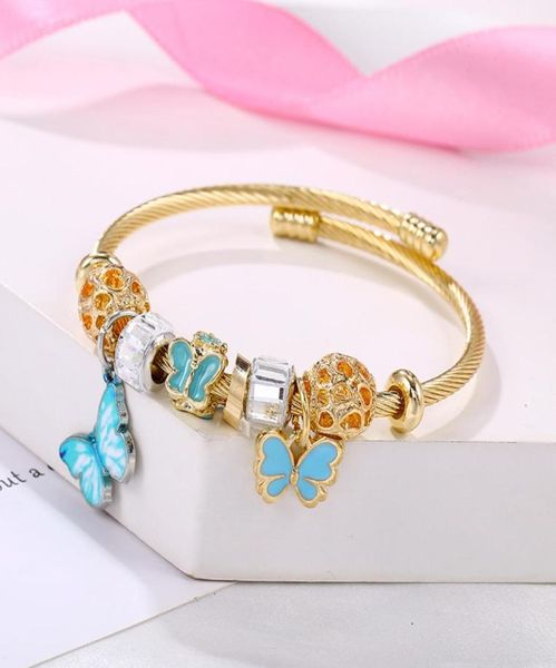 Fashion Butterfly Cancant Charm Bramgle Beautiful Girl Jewelry Gradients Bracelets Bead Charms Gentile fai da te 9942765