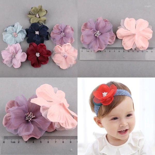 Dekorative Blumen 30pcs/Los Stoff Staubblätter für Mädchen Kinder Haarzubehör Corsage und Haarband DIY -Material