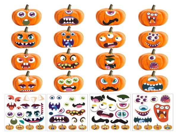 Halloween Maskenaufkleber 24x28cm Party machen ein Gesicht Kürbis Dekoration Aufkleber Wohnkultur Kinder Abziehbilder DIY Halloween Dekoration3528330
