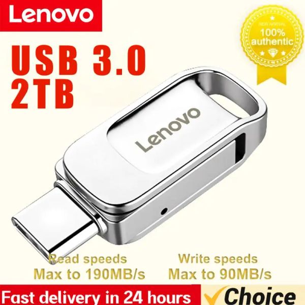 Adaptör Lenovo Mini 2TB USB 3.0 Kalem Sürücü Bellek USB Flash Sürücüler 1 TB 512GB METAL TİPİ C OTG Yüksek Hızlı Su Geçirmez 2 TB USB Memoriler