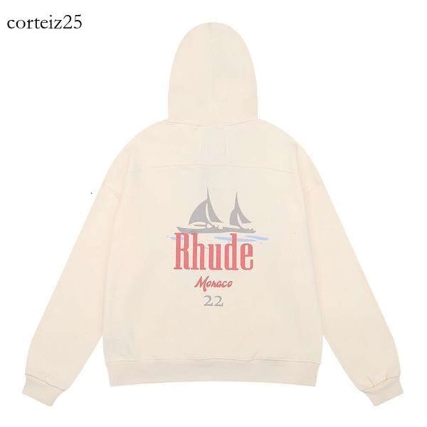 Designer Rhude Hoodie Herren Hoodie Rhudes Hoody Kapuze -Sweatshirt Felpa Uomo Nische Modemarke Sudadera Rhude Long Sleeve Round Neck PU 1731