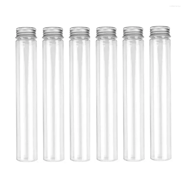 Lagerflaschen 30pcs/LO 65 ml leere klare Kunststoffrohre mit Aluminiumkappen Kosmetikmaske Badesalz Jar -Rohrflasche Sparende Dekoration