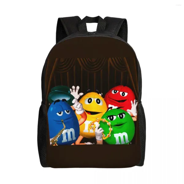 Backpack Funny Double Double M-M Mochilas para Mulheres Menino Escola Student Bookbag se encaixa em sacos de chocolate de laptop de 15 polegadas