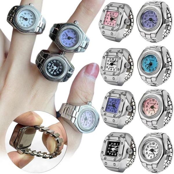 Clusterringe Steampunk Finger Ringuhr Vintage Elastic Dehnbar Quarz Uhr für Frauen Männer Punk Paar Uhren Modeschmuck