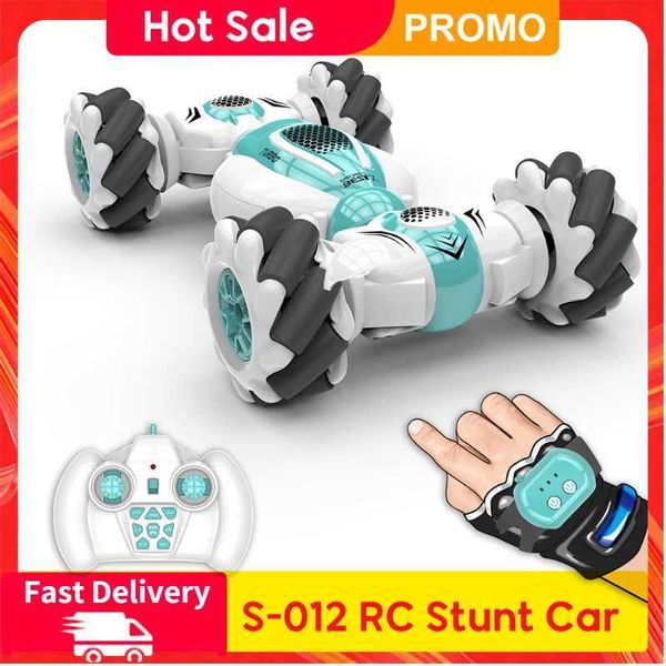 Auto modello Diecast S-012 RC Stunt Car Remote Control Watch Sensore Electric Drift Car 2,4 GHz 4WD Gift rotante J240417