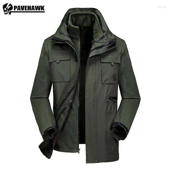 Jackets masculinos para masculino ao ar livre Casaco com capuz Windbreak Warm Warm Fleece Removable Removable Interior Forro de caça à prova d'água