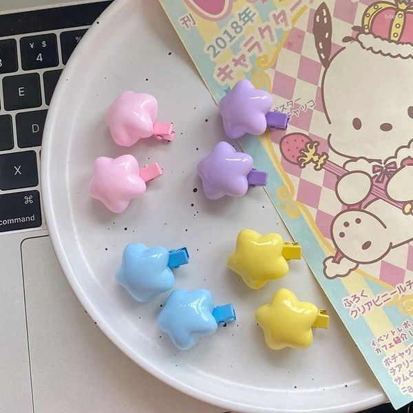 Saç aksesuarları 10 adet sevimli şeker renkli yağ yıldızları klipler kawaii pentagram barrettes kızlar küçük patlama