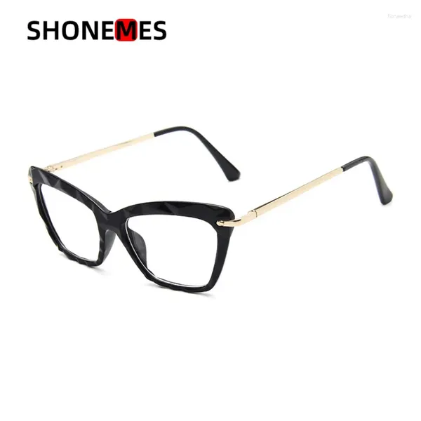 Óculos de sol Fios Shonemas Cat Eye Glasses Frame Farthe vintage Óculos lisos Tartaruga preta transparente para mulheres