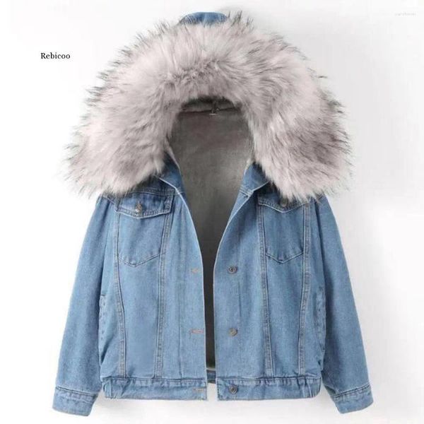 Jackets femininas Jaqueta de jeans feminino Jean casual casual fêmea de manga longa casacos grossos de inverno safwear ladies streetwear sólido