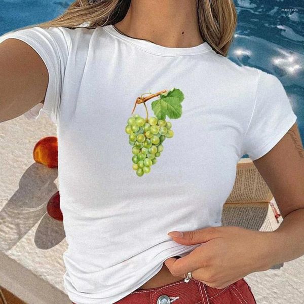 Magliette da donna lairauiy y2k top estivi vintage carino stampato di frutta fragola a manica corta a manicotto tondo t-shirt abiti estetici