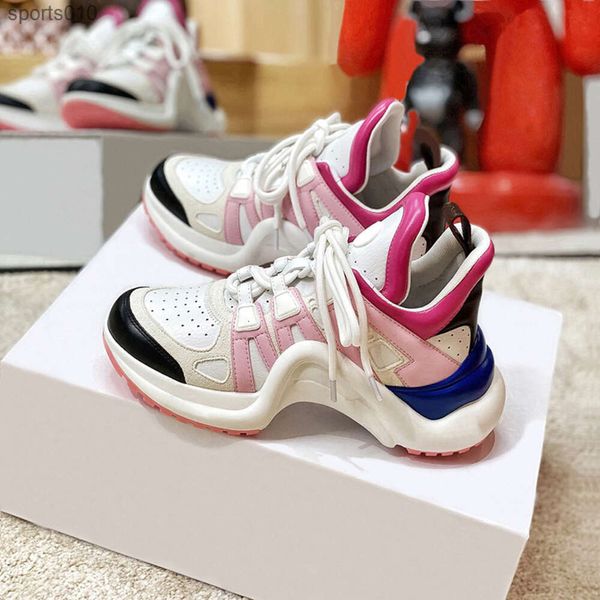 Nuove scarpe da papà con filo abbinamento del colore femmina femmina lvity stesso aumento delle scarpe da ginnastica dal fondo spesso