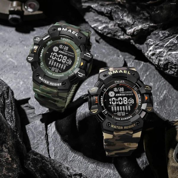Principais relógios de pulso SMAEL Original Factory Classic Camouflage Color Digital Wristwatch Men's Watch 8050mc