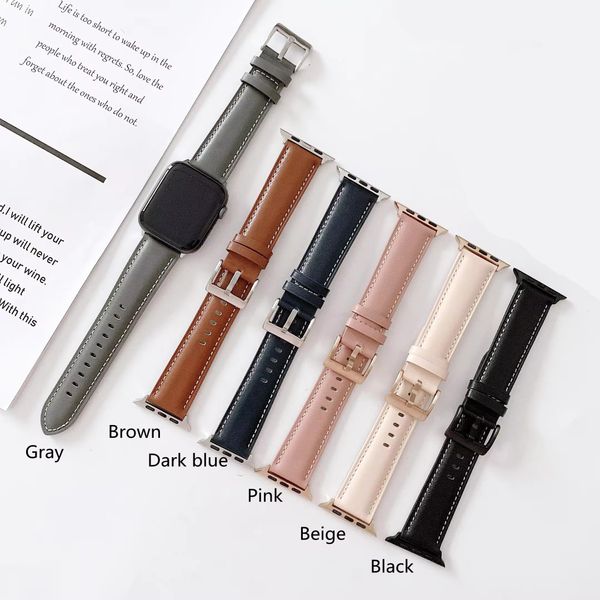 Banda in pelle di alta qualità per Apple Watch 7 6 5 SE 3 45mm 49mm 42 mm 44 mm Cingcio Smart Orologi Bracciale per Iwatch Series 38mm 40mm 41mm