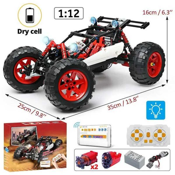 Diecast Model Cars Novo 366pcs LED City RC RC Automotive MOC Bloco de construção Aplicação de controle remoto Programação de veículos fora da estrada Brinquedos para crianças J240417