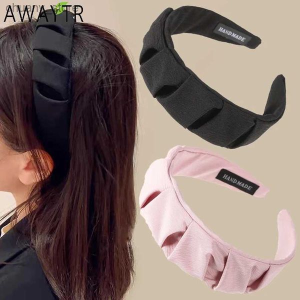 Bandas da cabeça da moda coreana Rouched Band Band Band Hair Hoop para mulheres Bud dobras Bandas de turbante para cabeceira Lavar acessórios de cabelo de cabeça larga Y240417