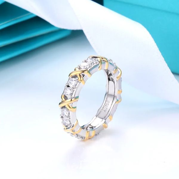Ringe Designer Ring Engagement Rings Schmuck für Frauen Rose Gold Sier Cross Diamond Ring Fashion Schmuck Designer Größe 59 Lady Girls