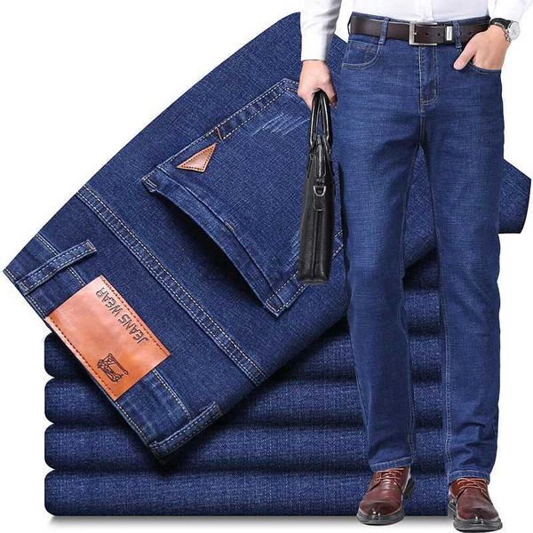 Jeans masculinos 2024 New Spring Men Stretch Classic Classic Regular Business Casual Black Style Male Pants Denim D240417