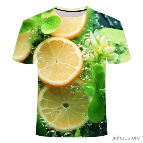 Мужские футболки Новые 3D-фрукты лимонные апельсиновые футболка с черничным фруктом дракона Графические футболки для мужчин Летни