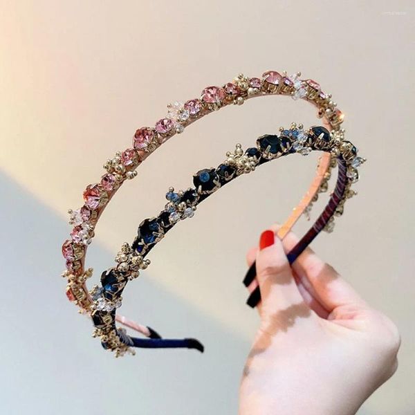 Clipes de cabelo retro vintage Banquet Crystal Hairband Acessórios de luxo de luxo Rhinestone Girls Hoop Sweet Head Band Boy