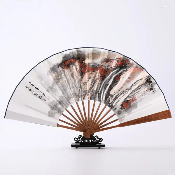 Dekorative Figuren Sommer Tragbare Faltfan Antike Kalligraphiemalerei Hanfu Matching Hand Chinesisches klassisches kulturelles Handwerk Geschenk