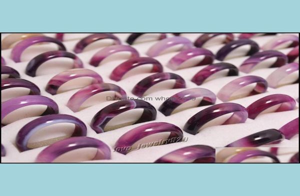 Band Rings Jewelry New Beau Beau Smooth Purple Black redondo sólido jade/ágata gem stone 20pcs lotes gota entregar dhwda68399988